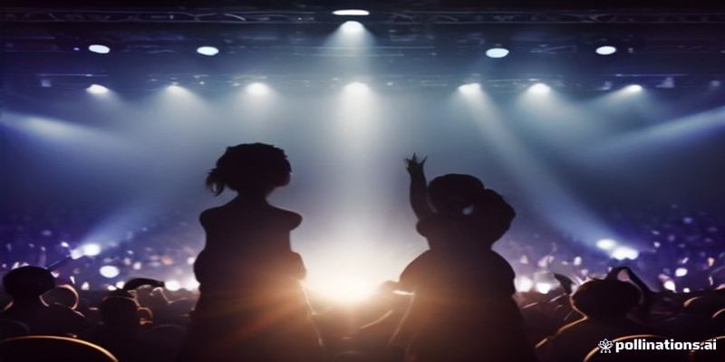 콘서트 무대 조명과 팬들의 응원