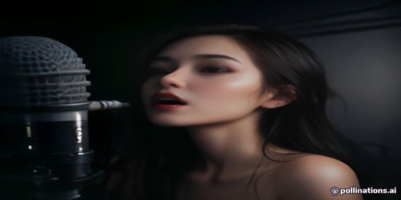 녹음실에서 보컬 녹음을 하는 가수