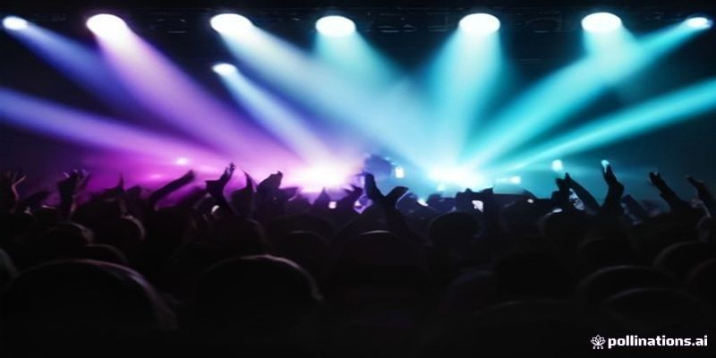 화려한 케이팝 콘서트 무대 조명과 관객